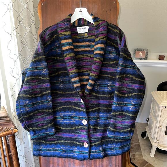 Vintage Womens amana Aztec Jacket Multicolored Size Large southwestern design - Picture 1 of 10
